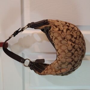 Y2K Coach Med Brown/Tan Cloth with Leather Strap